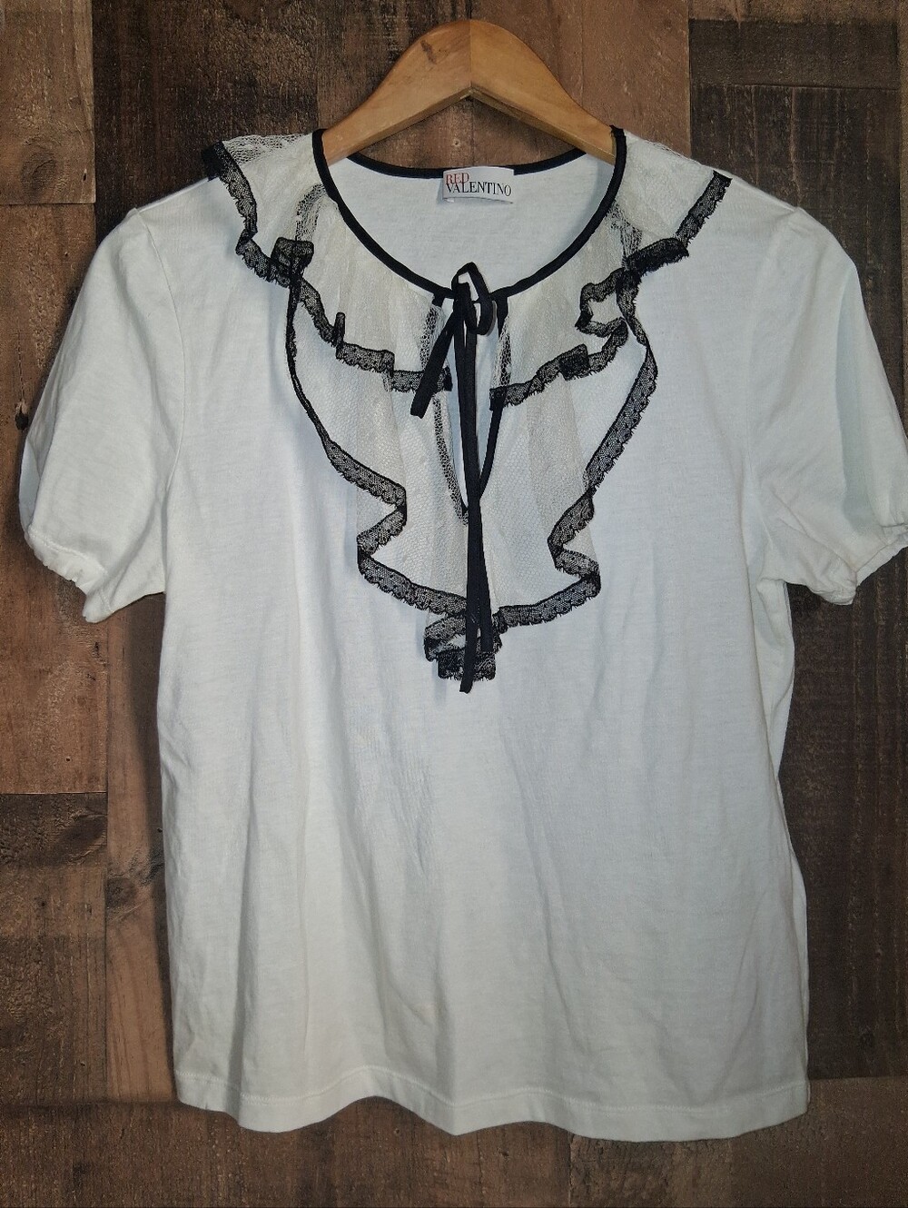 RED Valentino Lace Short Sleeve Top Tee Size Large